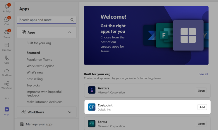 COSTPOINT MS TEAMS APP